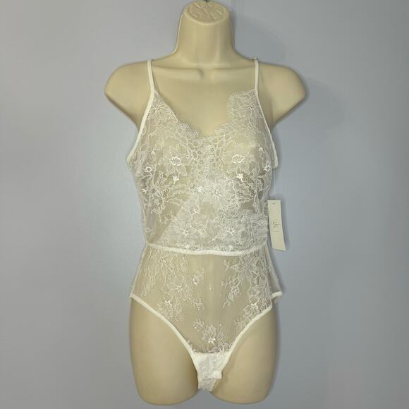 Anthropologie Rya Collection Eleanor Teddy Lace Bodysuit Romantic Sexy White XS - Picture 8 of 11